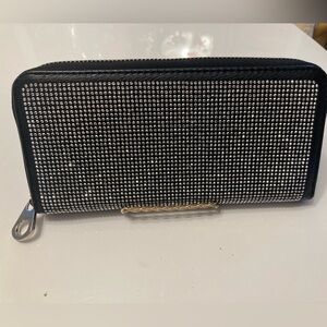 Rhinestone back zip-around wallet, unused, vegan leather